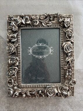 Maison Saint-Denis Silver Pewter Rose Floral Picture Frame